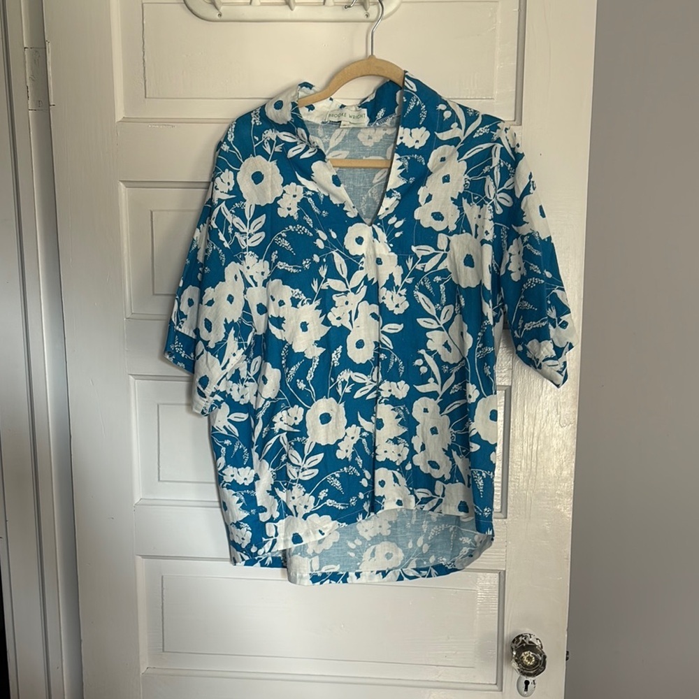 Brooke Wright Blue Floral Top